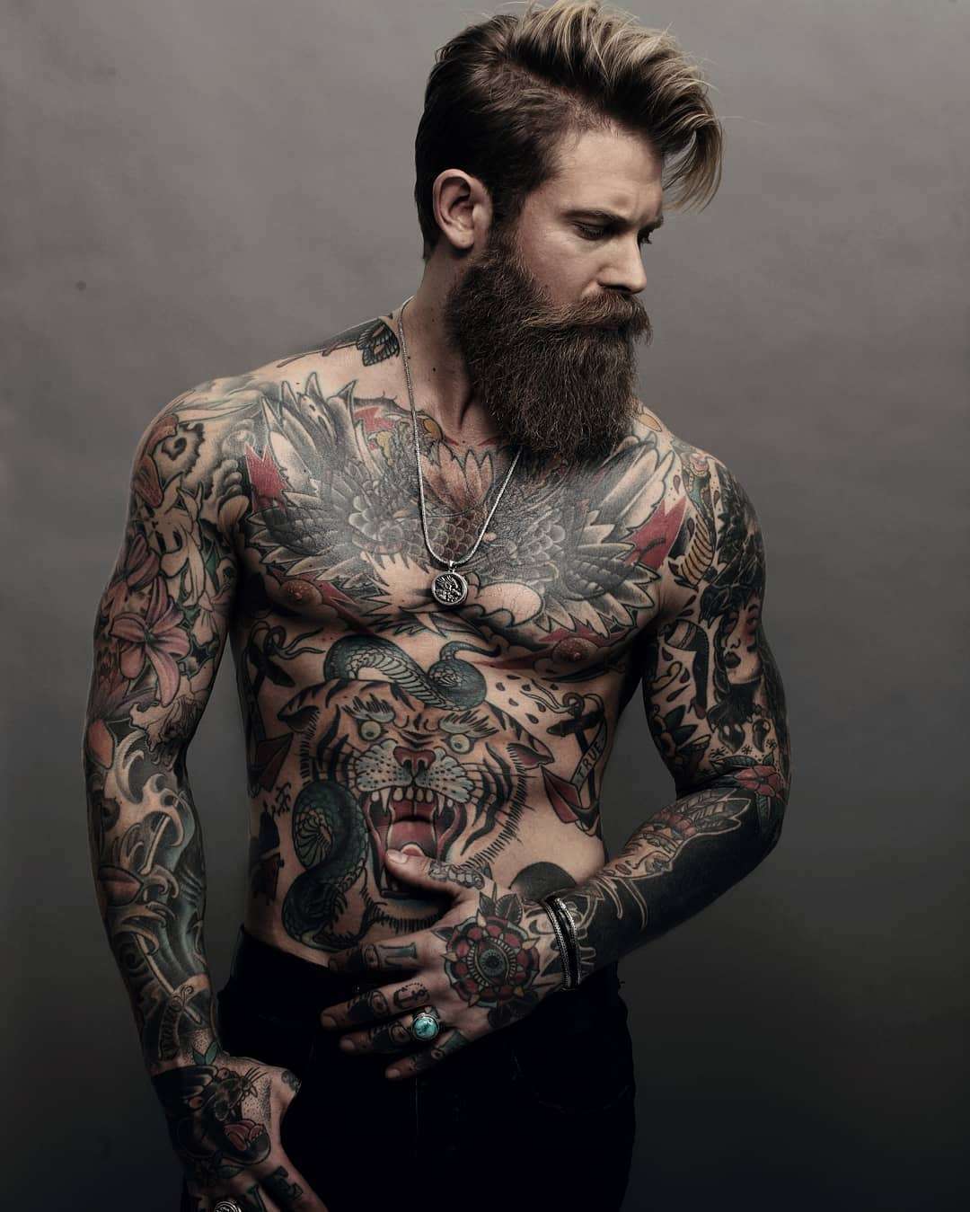 Tattooed model Josh Mario John, alternative photo model, inked guy | USA