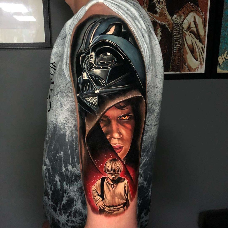 Tattoo artist Alex Rattray, authors style color portrait realism | United Kingdom