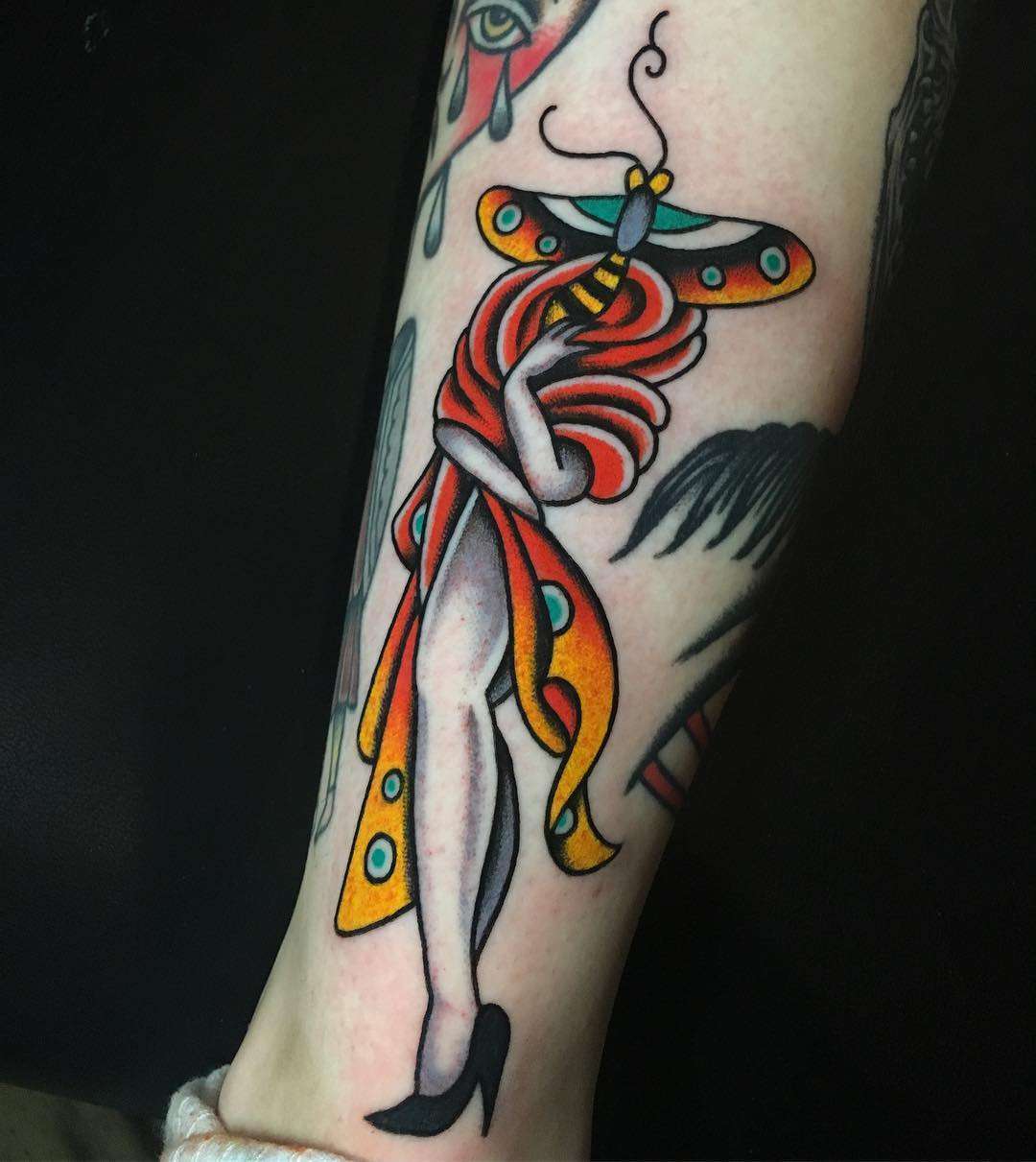 Tattoo artist Britney Goodman, color old school and traditional tattoo | USA