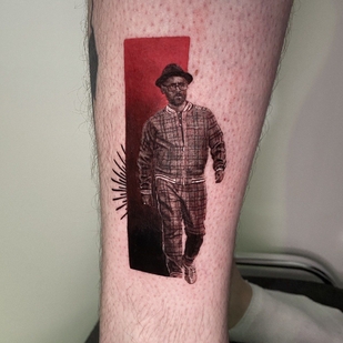 Male Black and Grey Micro realism tattoo on Shin #41186 | Tattoo Artist Kirill Antique