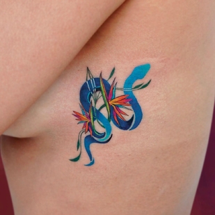 Female Color Watercolor tattoo on Side #56805 | Tattoo Artist Aleksandra Stojanoska