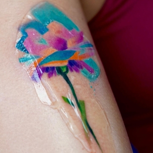 Female Color Watercolor tattoo on Leg #56811 | Tattoo Artist Aleksandra Stojanoska