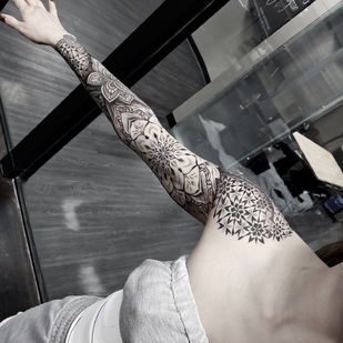 Male Black Ornamental tattoo on Sleeve #57281 | Tattoo Artist ILYA CASCAD