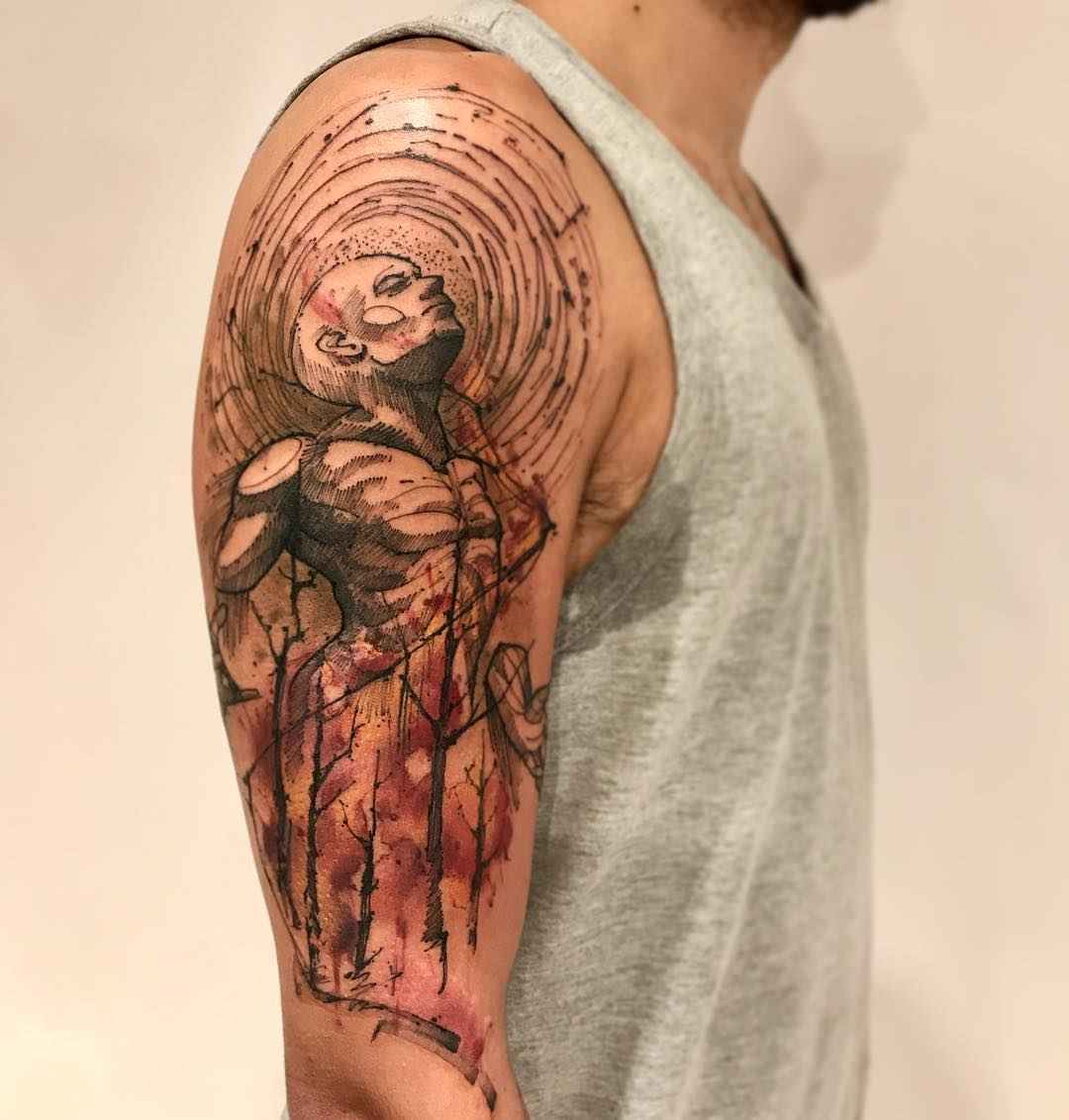 Тату мастер Lincoln Lima черно-белые скетч татуировки | Tattoo artist Lincoln Lima black sketch tattoo