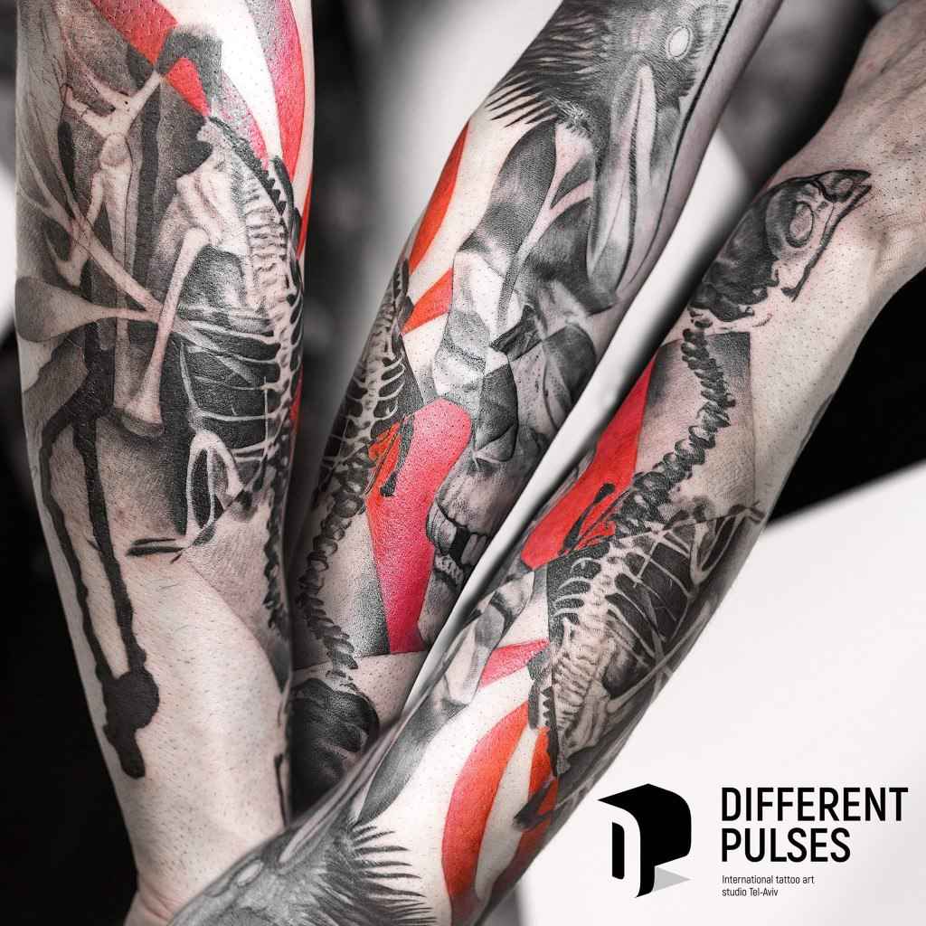 纹身艺术家 Denis FREEZING 摩斯卡列夫 色彩杂乱的波点图案纹身 | Tattoo artist Denis FREEZING 摩斯卡列夫 color trash polka dotwork tattoo