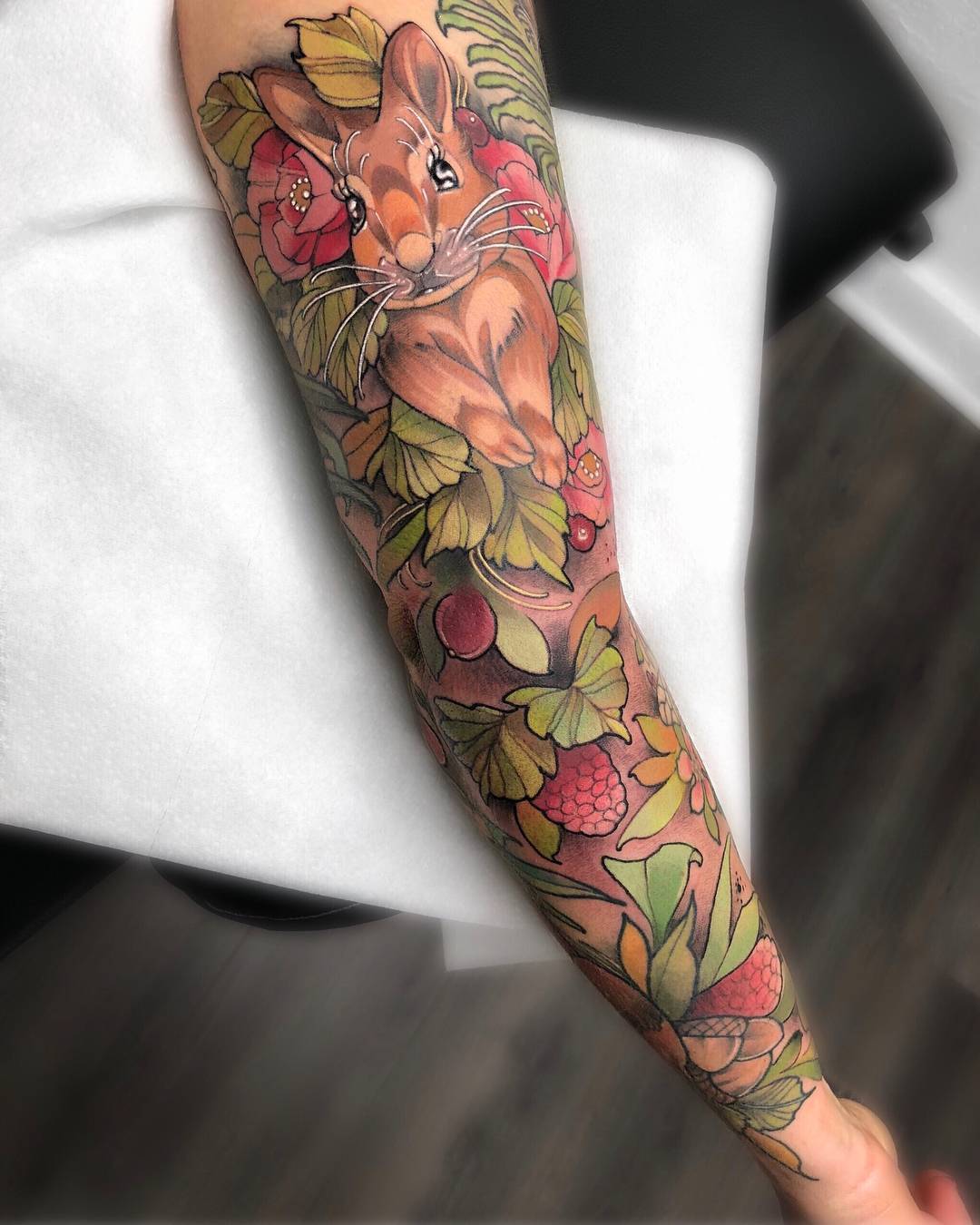 Tattoo artist Marty Early, color neo traditional tattoo | France