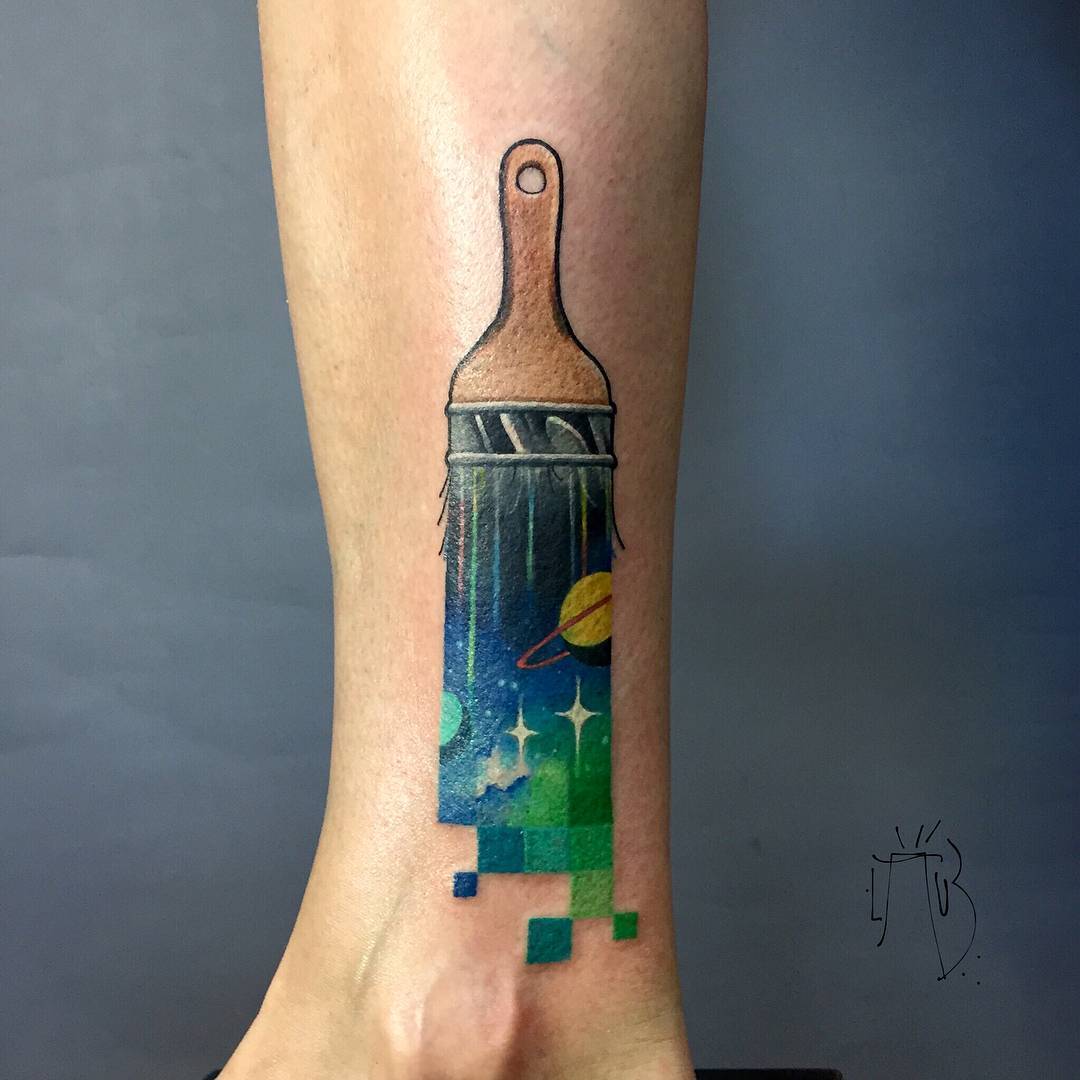 Tattoo artist Lesha Lauz, authors style conceptual color tattoo, pixelwork | Moscow, Russia