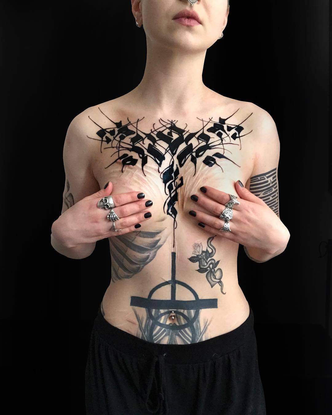 Tattoo artist Gordon Lettuce, authors style abstract blackwork tattoo | United Kingdom