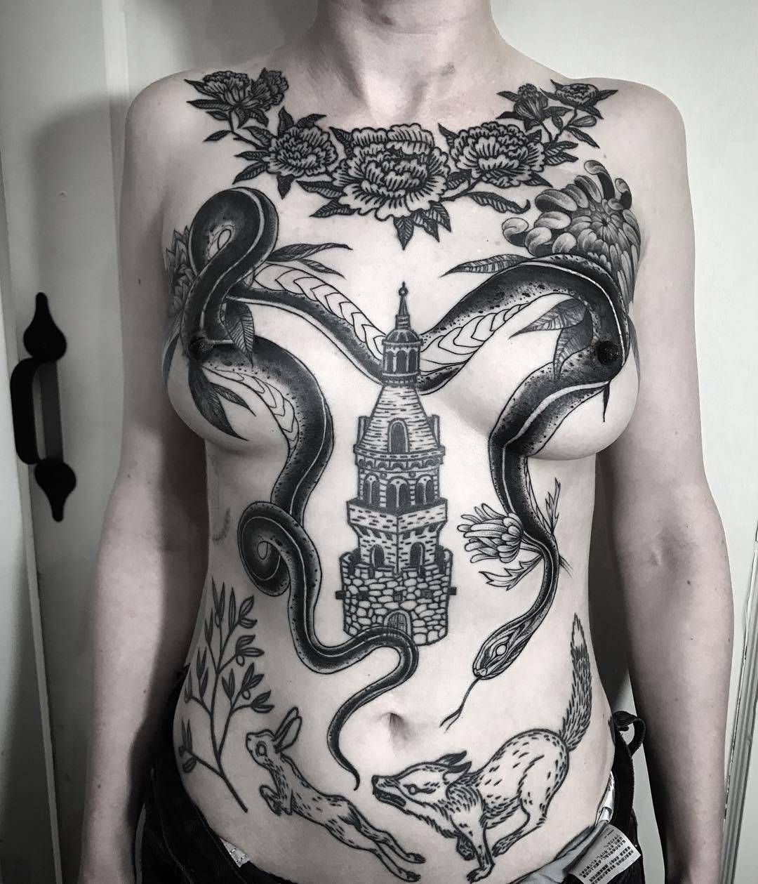 纹身艺术家Nomi Chi，作者风格的黑色纹身 | 加拿大，温哥华