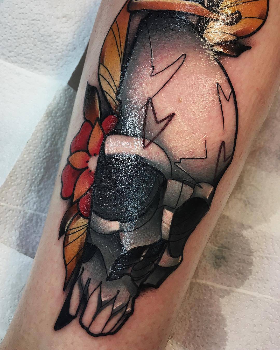 Tattoo artist Sasha Akulov, color neo traditional tattoo, new school | Russia