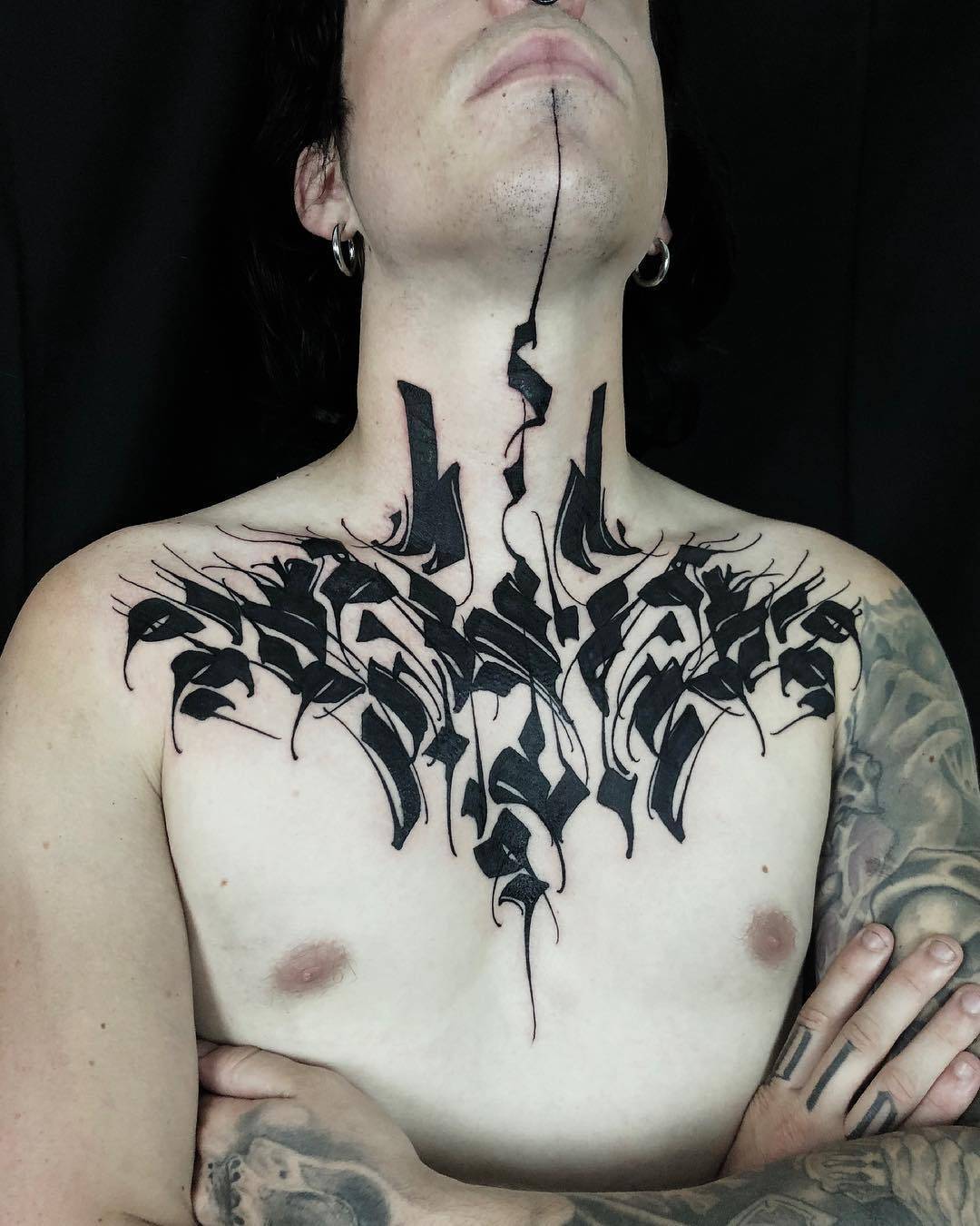 Tattoo artist Gordon Lettuce, authors style abstract blackwork tattoo | United Kingdom