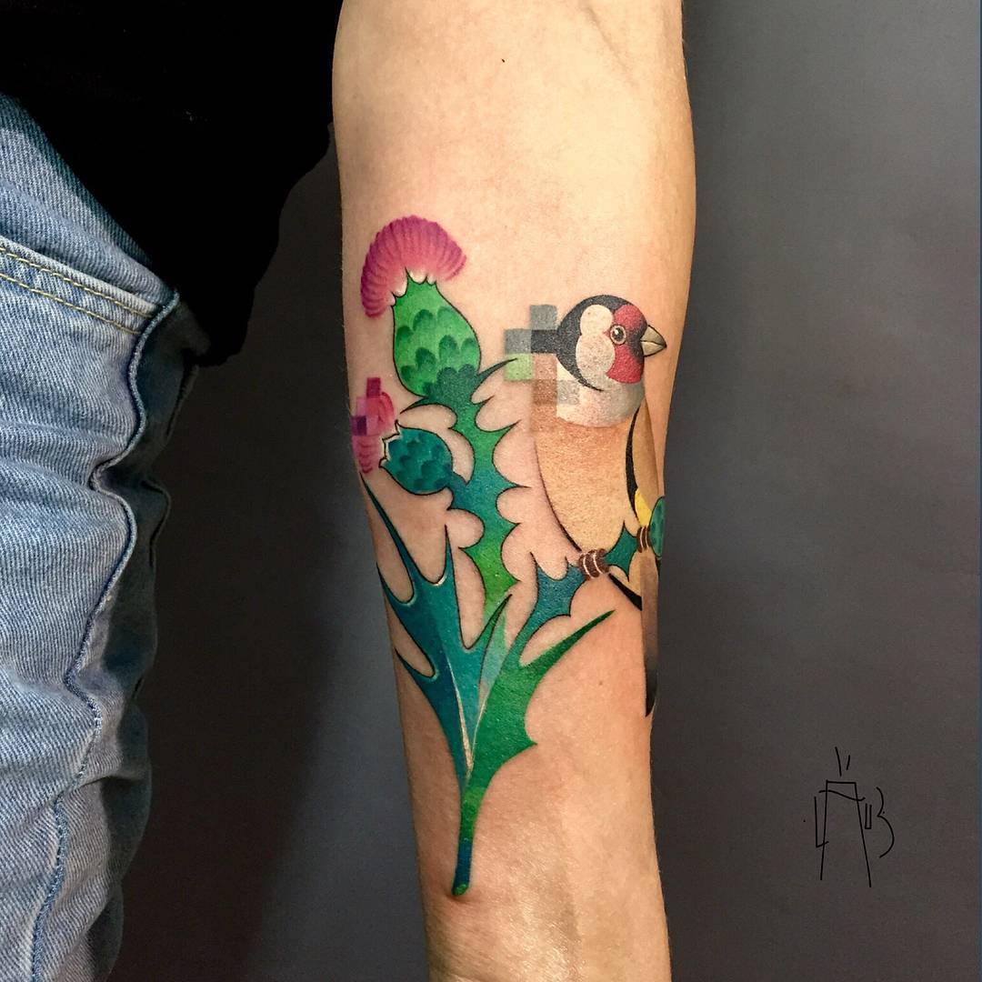 Tattoo artist Lesha Lauz, authors style conceptual color tattoo, pixelwork | Moscow, Russia