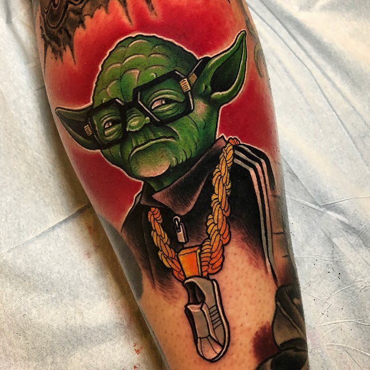 Tattoo artist Jeff Saunders, color neotraditional tattoo | United States