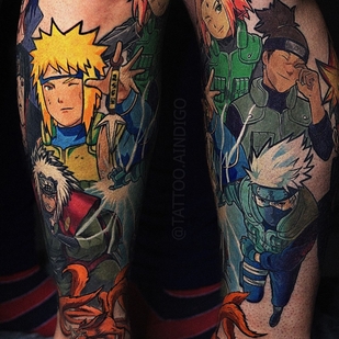 Male Color Anime tattoo on Shin #42111 | Tattoo Artist Andrey Indigo