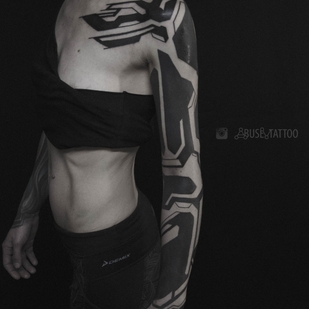 Female Black Blackwork tattoo on Sleeve #72729 | Tattoo Artist Ruslan Abusev