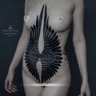 Female Black  tattoo on Stomach #2774 | Tattoo Artist Ruslan Abusev