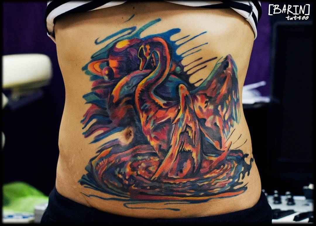 Tattoo artist Yuriy BaRiN Barinov watercolor authors tattoo