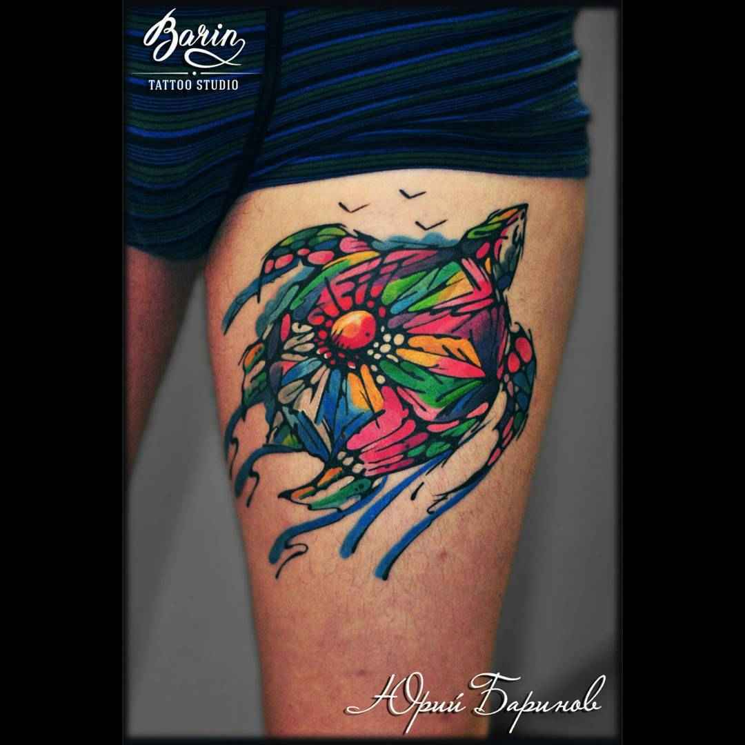 Tattoo artist Yuriy BaRiN Barinov watercolor authors tattoo