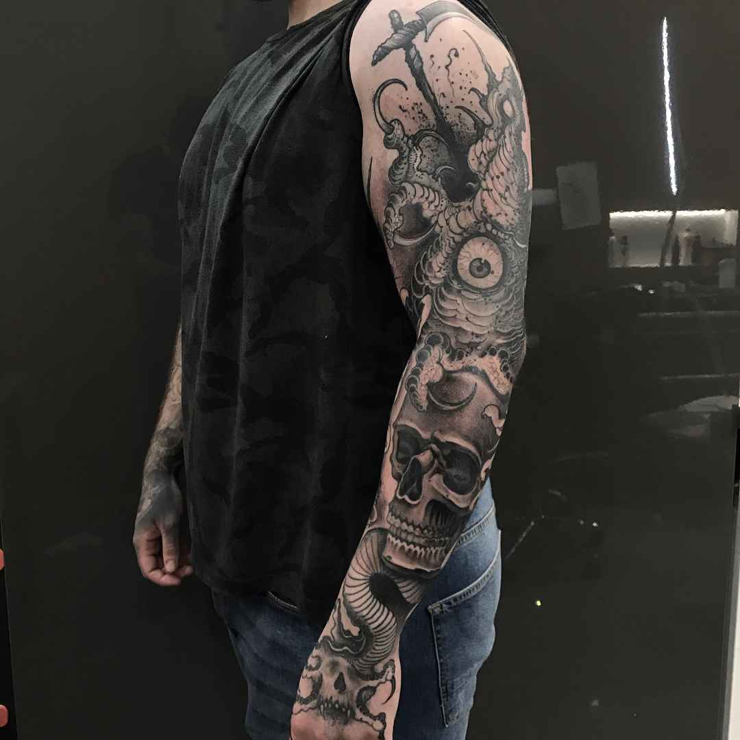 墨纹艺术家 Joao Bosco 黑灰东方纹身