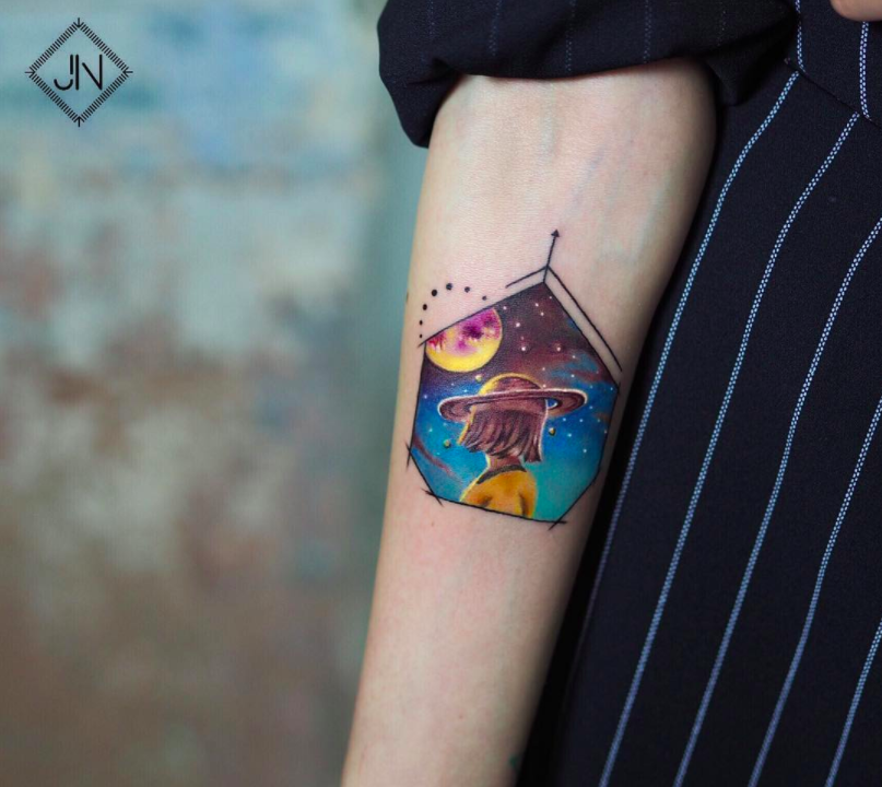 tattoo artist Jefree Naderali color tattoo realism minimalism graphic Turkey