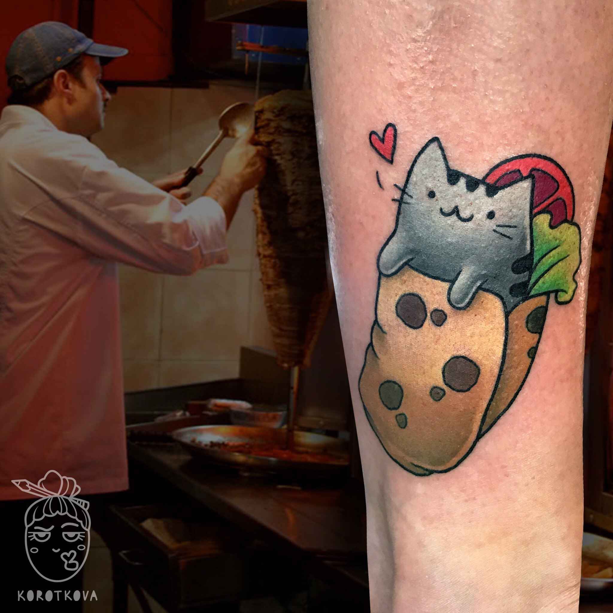 Tattoo artist Natali Korotkova bright fun new school tattoo