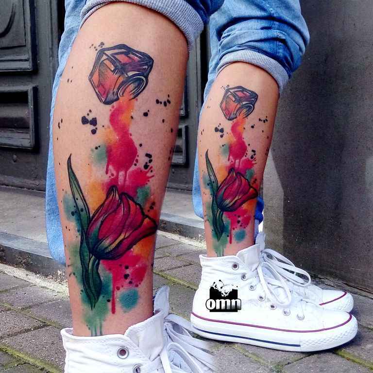Tattoo artist Monika Ochman color watercolor tattoo