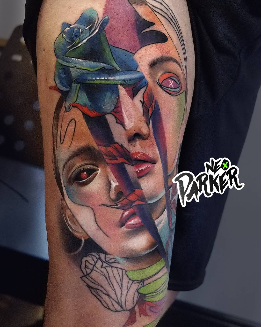 Tattoo artist Neo Parker (Rober Pedragosa), authors style color portrait realistic tattoo, surrealism | Spain, Madrid