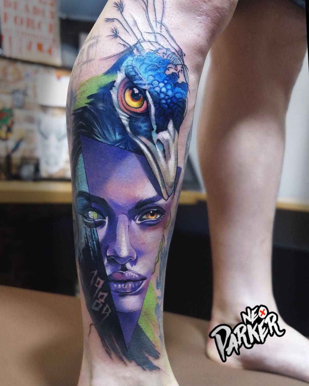 Tattoo artist Neo Parker (Rober Pedragosa), authors style color portrait realistic tattoo, surrealism | Spain, Madrid