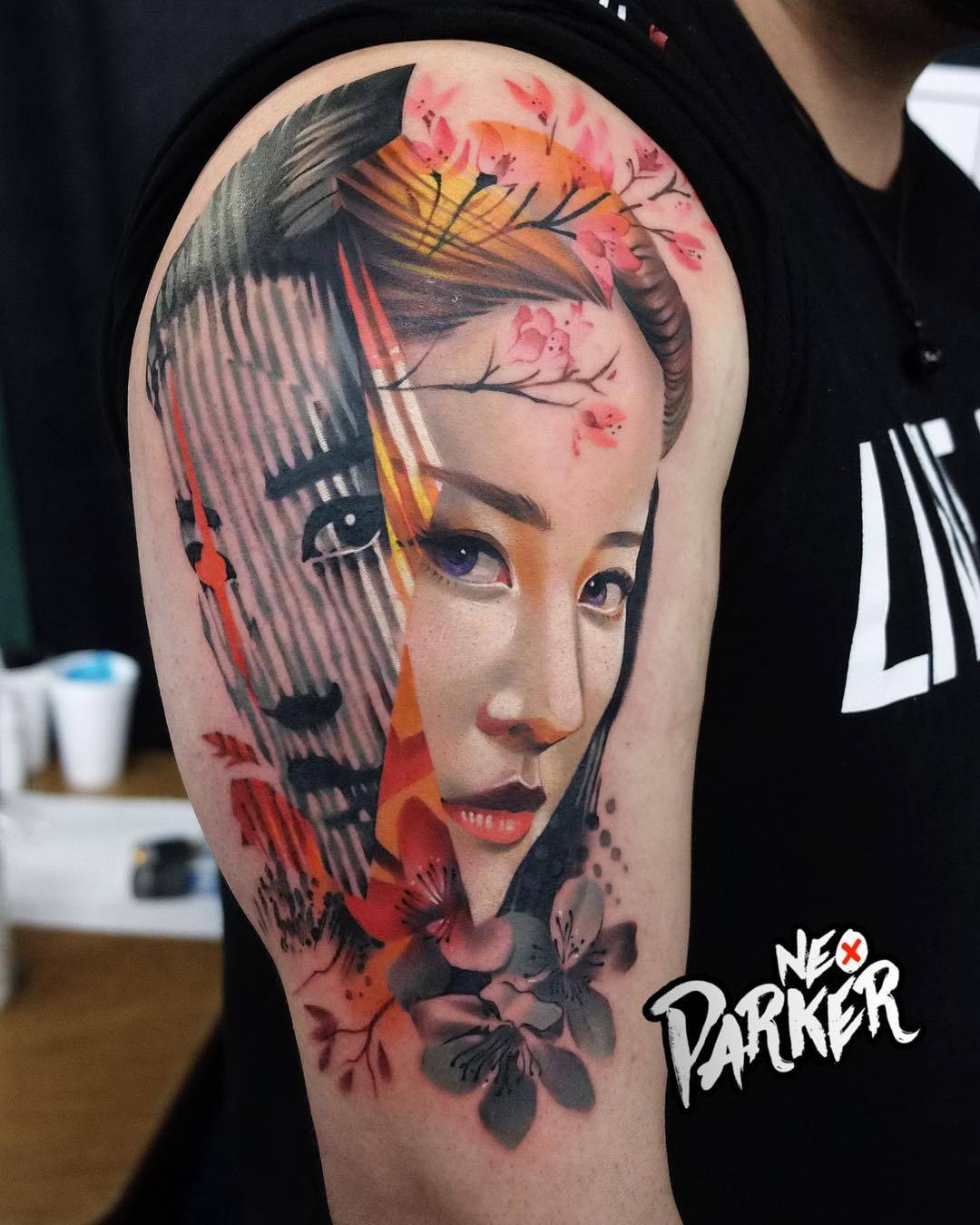 Tattoo artist Neo Parker (Rober Pedragosa), authors style color portrait realistic tattoo, surrealism | Spain, Madrid