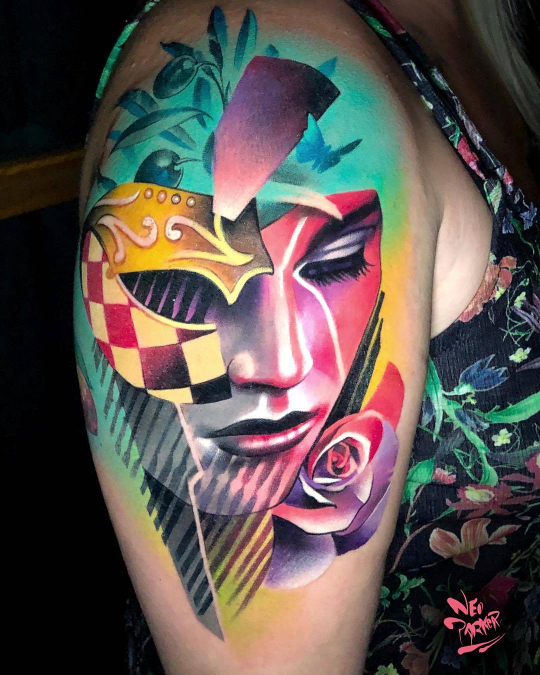 Tattoo artist Neo Parker (Rober Pedragosa), authors style color portrait realistic tattoo, surrealism | Spain, Madrid