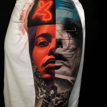 Collage in tattoos by Emanuel Oliveira