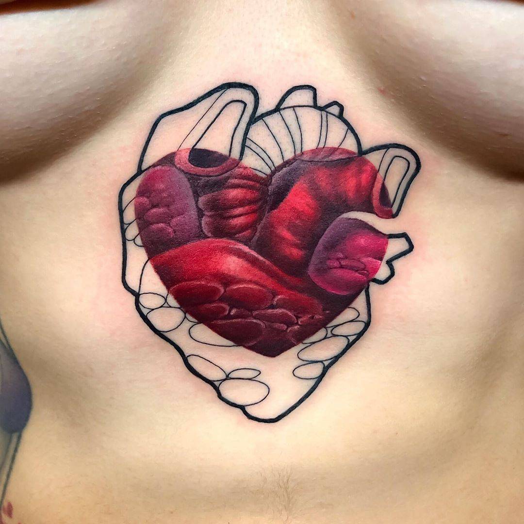 new school anatomical heart tattoos