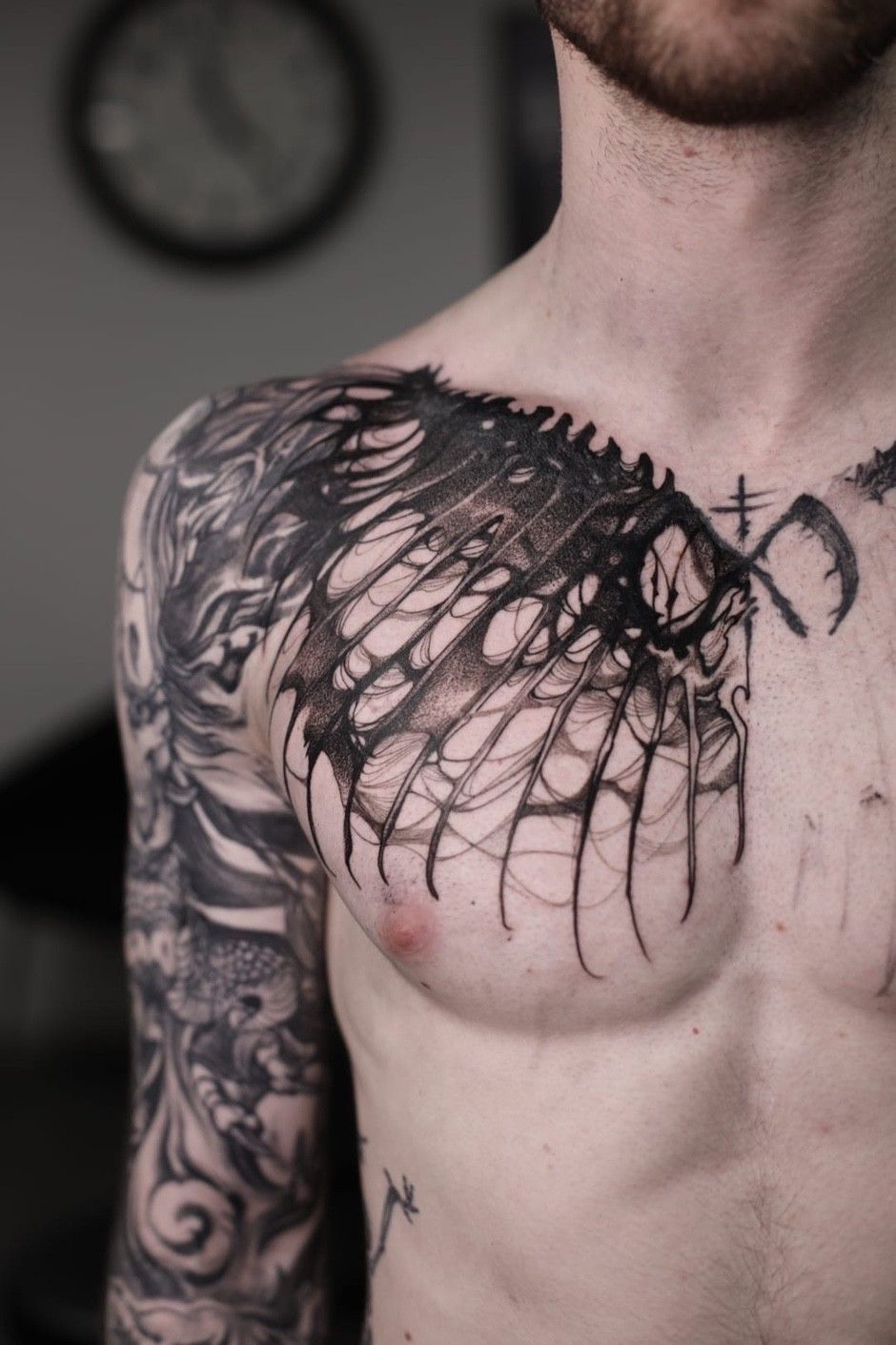 Tattoo artist Konstantin Strokin, blackwork graphics tattoo | Moscow, Russia