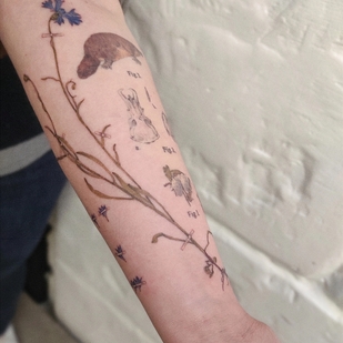 Female Color Botanical tattoo on Forearm #59056 | Tattoo Artist Kseniya Darmaeva