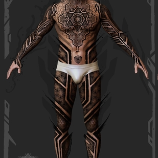 Male Black and Grey Ornamental tattoo on Bodysuit #73223 | Tattoo Artist Ioann Leo ( LEO-VAN )