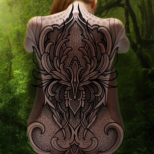 Female Black and Grey Ornamental tattoo on Back #73228 | Tattoo Artist Ioann Leo ( LEO-VAN )