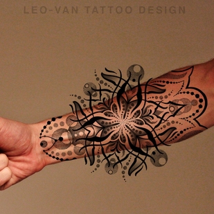 Male Black Dotwork tattoo on Forearm #73236 | Tattoo Artist Ioann Leo ( LEO-VAN )