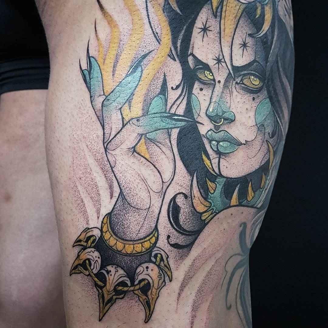 Tattoo artist Kati Berinkey sketch neo traditional tattoo