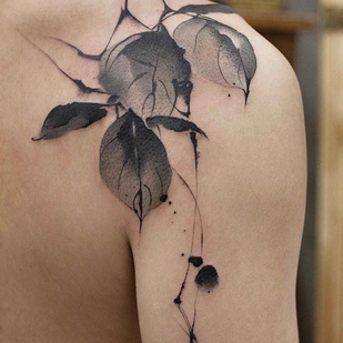 Female Black Watercolor tattoo #14320 | Tattoo Artist Chen Jie