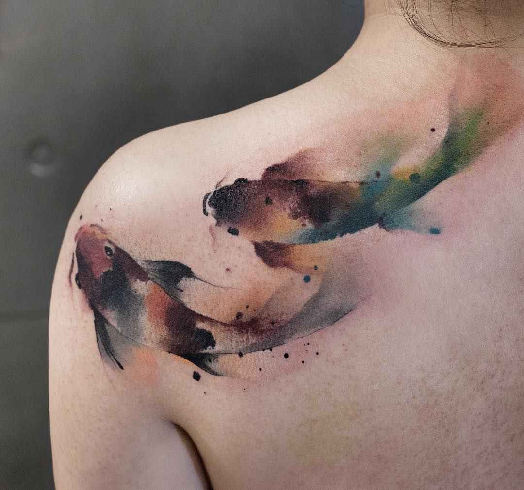 Tattoo artist Chen Jie watercolor tattoo