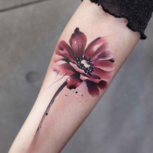 Female Color Watercolor tattoo on Forearm #14330 | Tattoo Artist Chen Jie