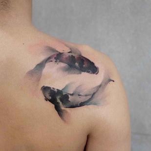 Female Black Watercolor tattoo #14332 | Tattoo Artist Chen Jie