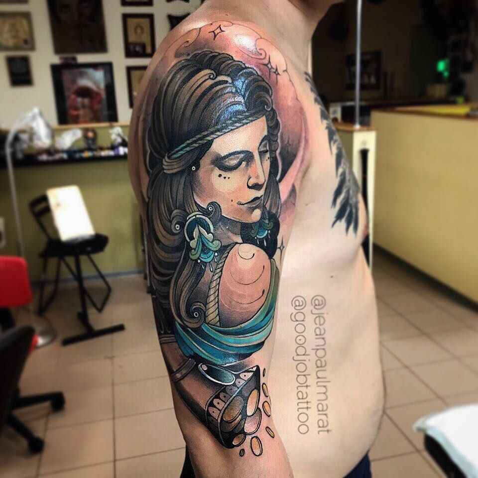 Tattoo artist Jean Paul Marat, neo traditional tattoo