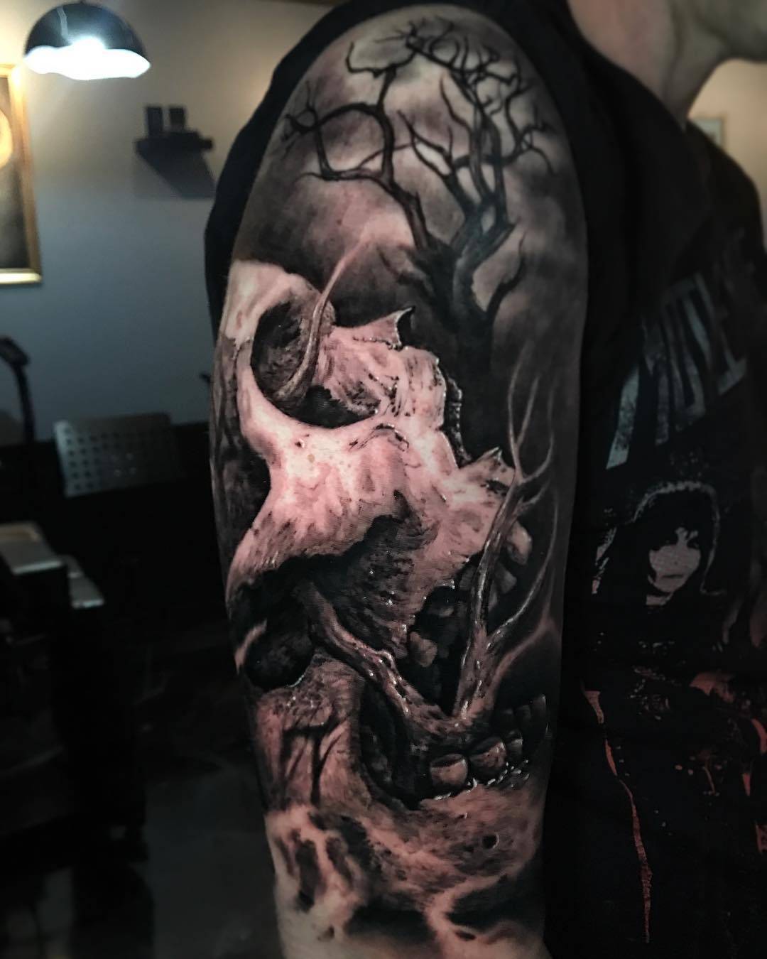 Tattoo artist Danny Lepore, black and grey horror portrait realistic tattoo | United States