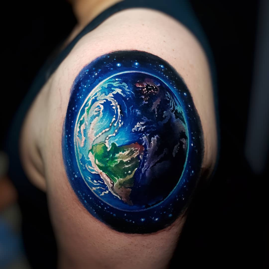 Tattoo tagged with fine line small astronomy micro planet tiny  little forearm east earth  inkedappcom
