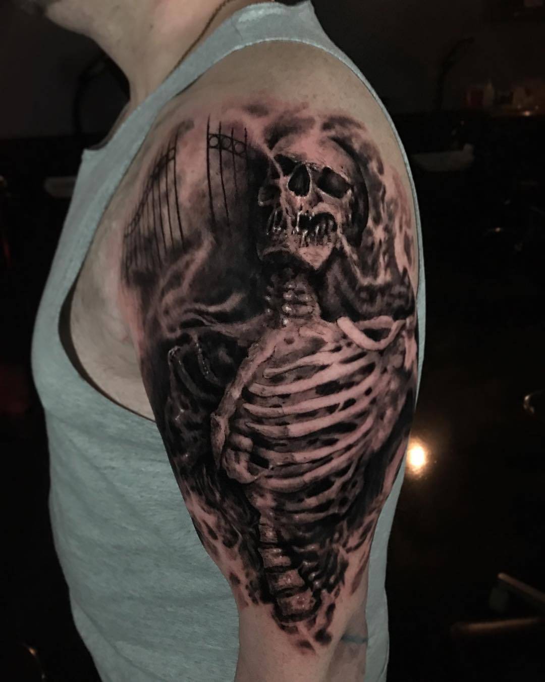 Tattoo artist Danny Lepore, black and grey horror portrait realistic tattoo | United States