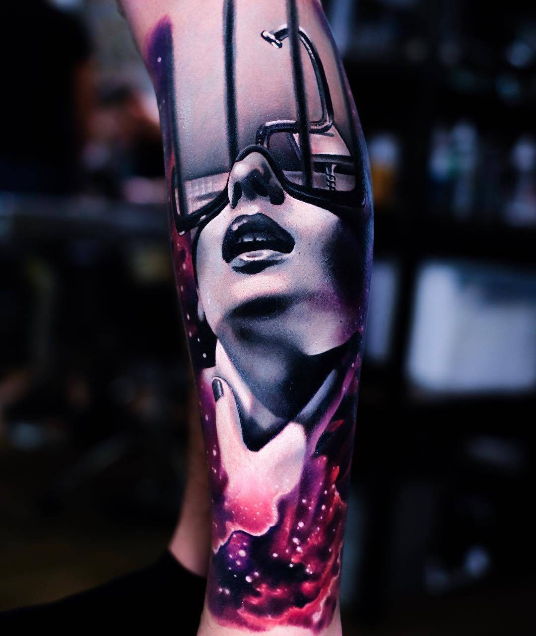 Tattoo artist Volkan Demirci, authors style color surrealistic portrait tattoo | Ushuaia Tattoo London
