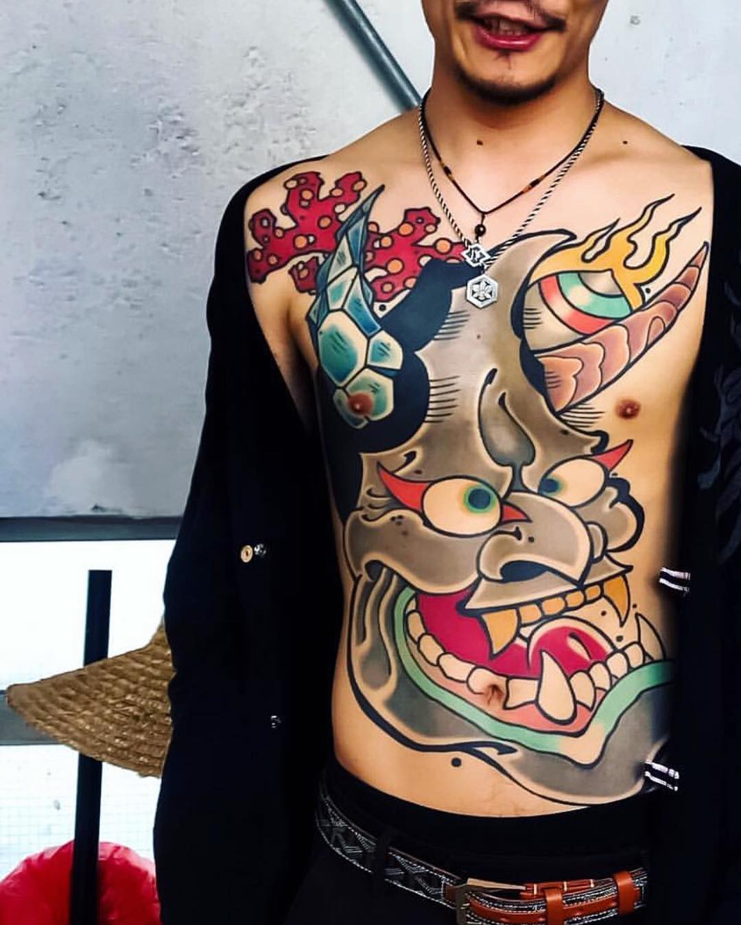 Tattoo artist Davee Blows, bright color graffiti design new school tattoo