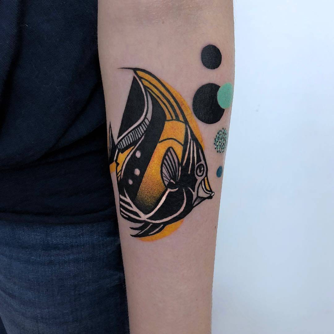 Tattoo artist Marta Kudu, authors style color design tattoo, fish | Warsaw, Poland 