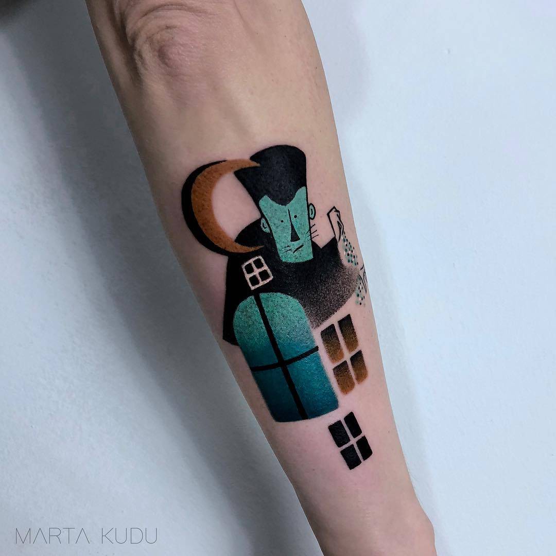 Tattoo artist Marta Kudu, authors style color design tattoo,  abstract | Warsaw, Poland 